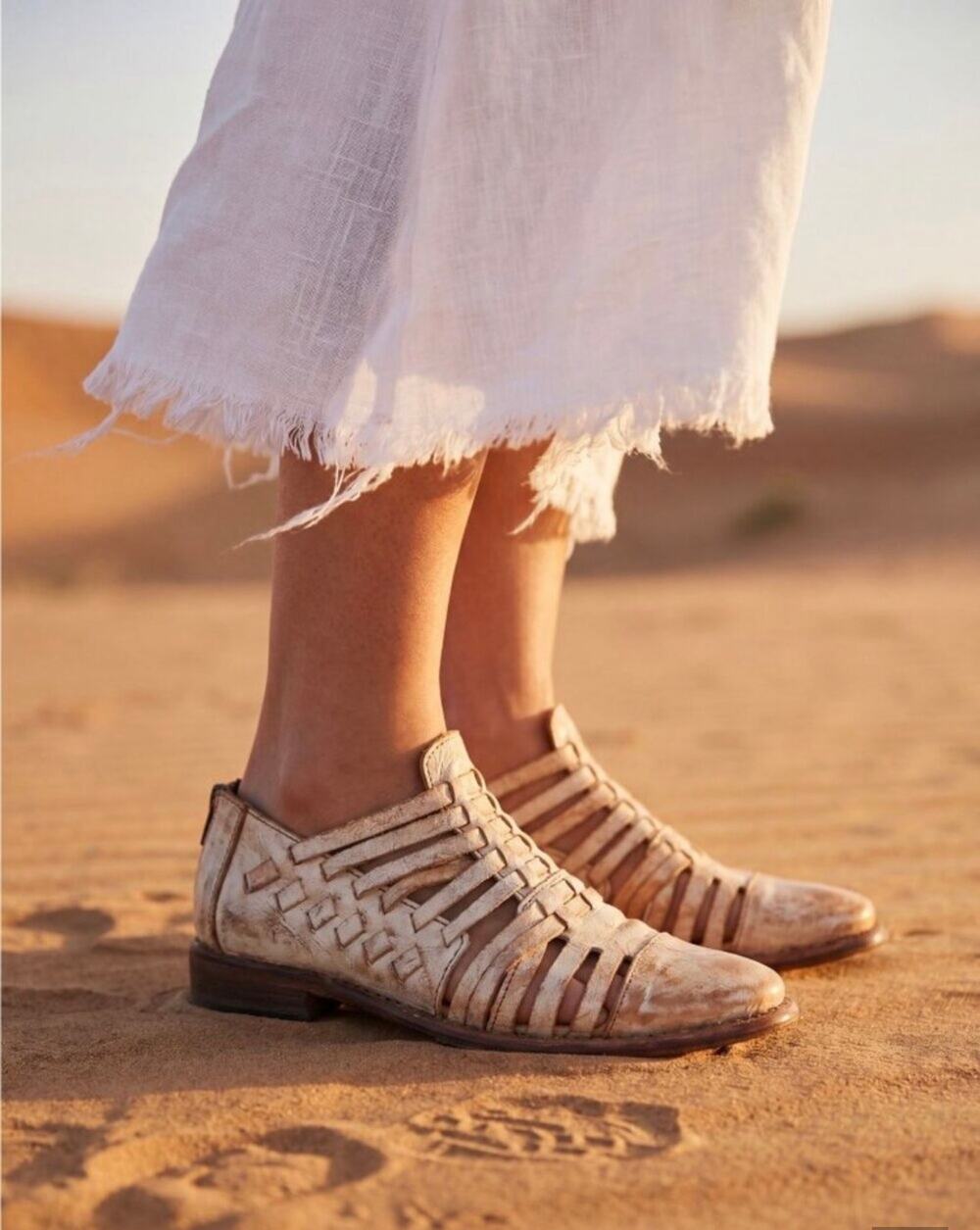 Bed Stu Las Cruces Huarache Flat Women's 7 Nectar Lux Woven Leather Back Zip